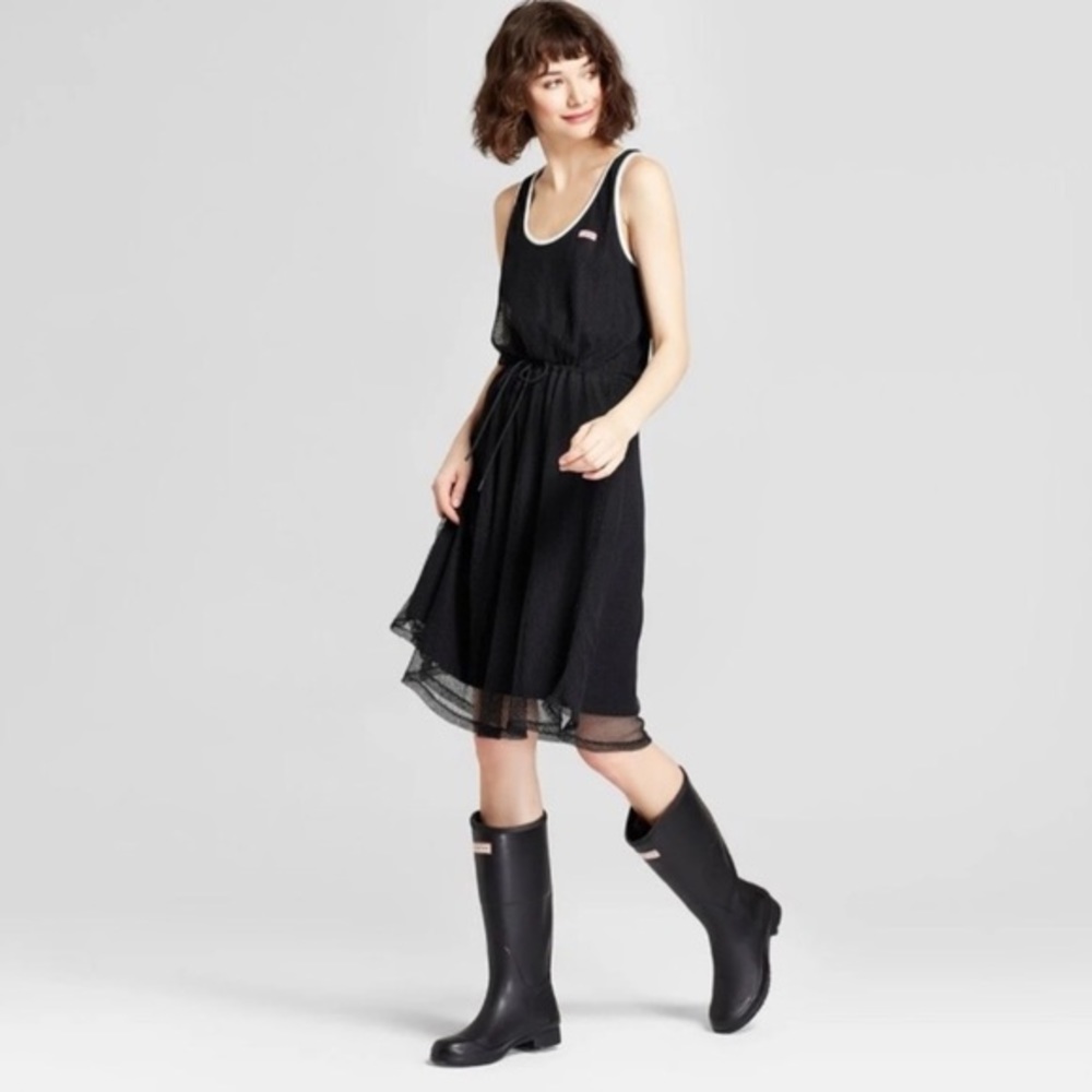 Hunter for Target black midi t back mesh dress